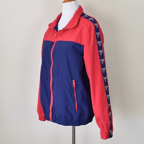 GUESS Vintage Style Zip Up Windbreaker Jacket L - Picture 6 of 11
